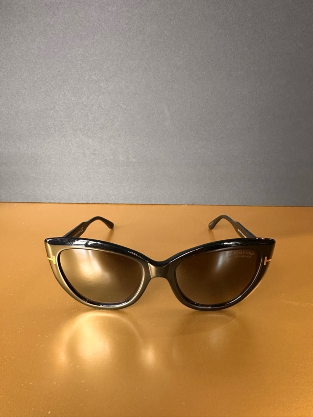 Tom Ford Black Cat-Eye Sunglasses with Brown Lenses